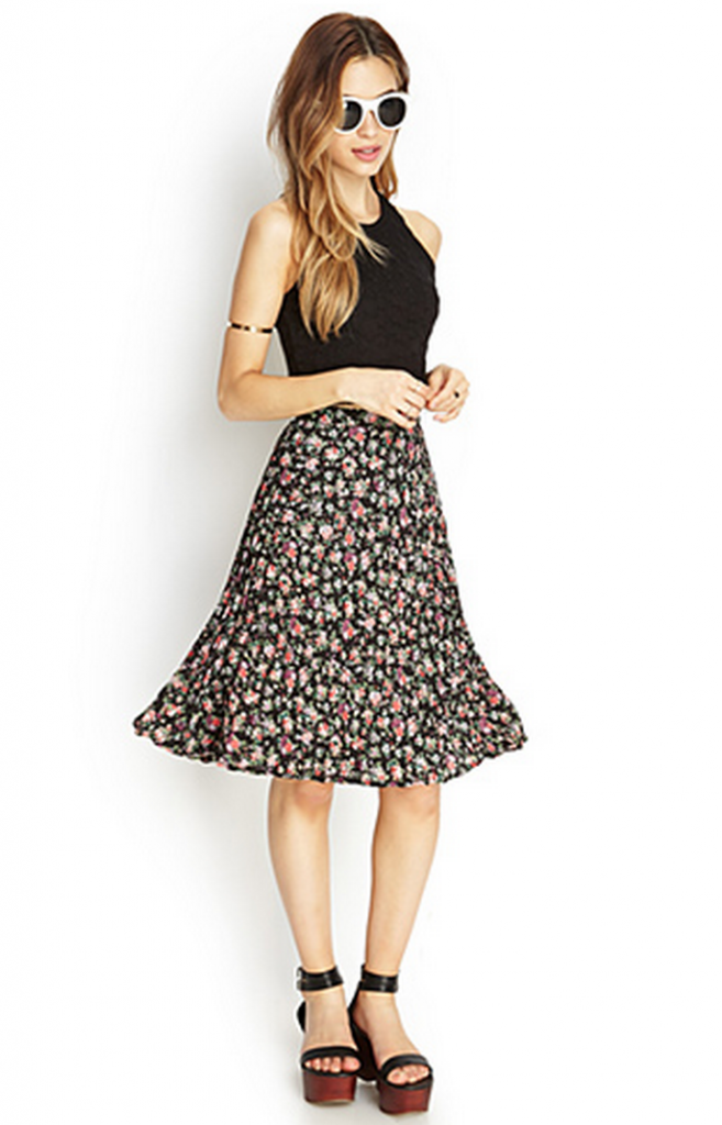 Forever 21 Floral Midi Skirt