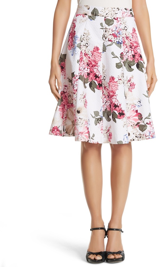 white house black market floral printed skirt