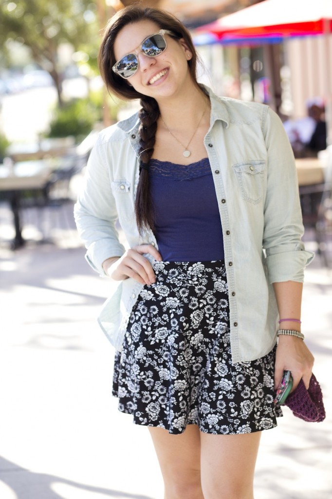 dark floral pacsun skirt