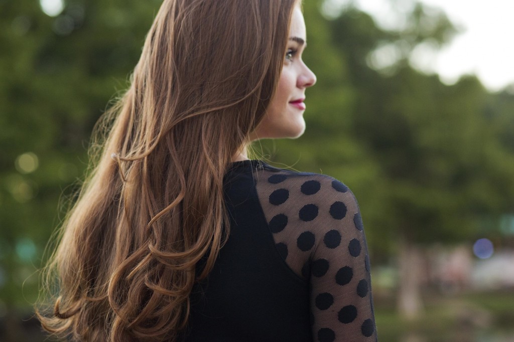 polka dot detail dress