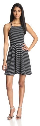 black and white stripe skater skirt