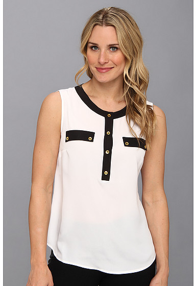 Jones new york black and white sleaveless top