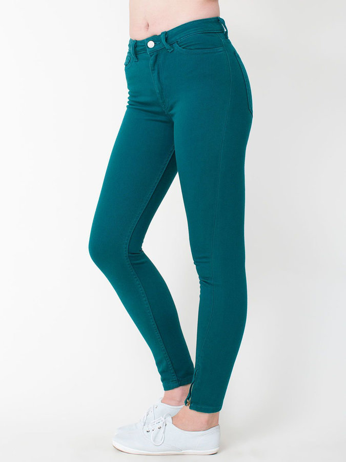 teal high waisted jeans American Apparel 