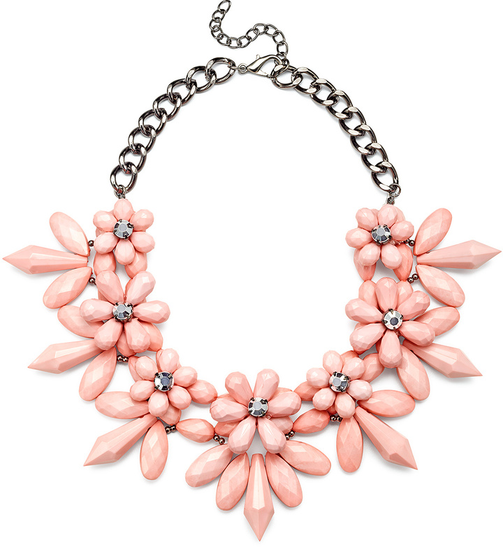 pink statement necklace with silver