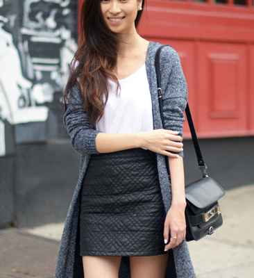 Maxi Knit & Quilted Leather Skirt