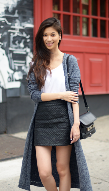 Maxi Knit & Quilted Leather Skirt