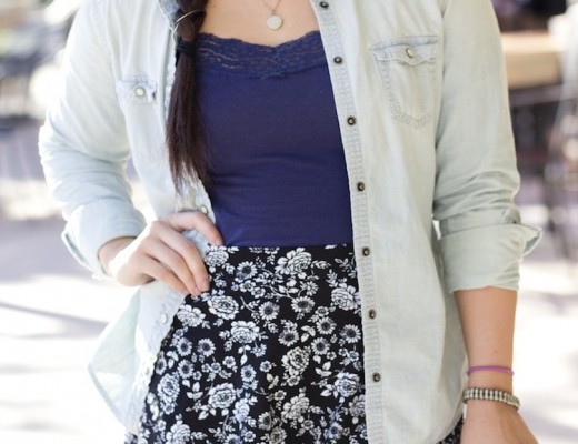 pacsun navy blue floral skirt