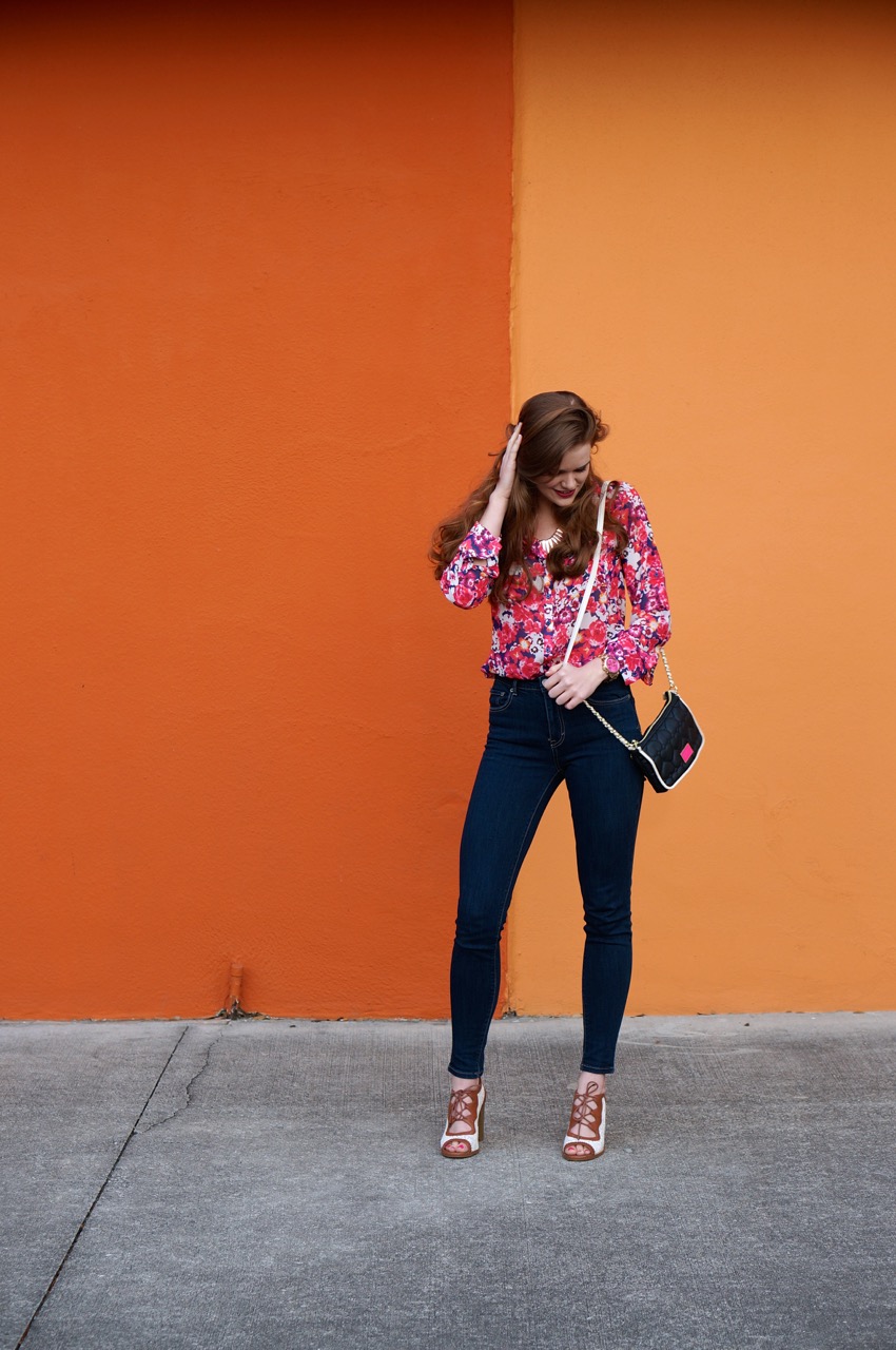 Express floral sales blouse